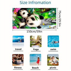 Women's Soft Beach Towel with Panda & Bamboo Pattern