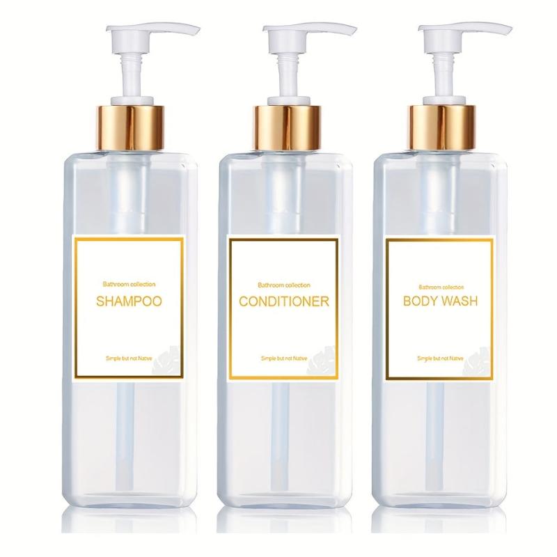 3pcs Soap Dispenser Set Countertop Lotion Bottle with Waterproof Label