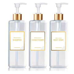 3pcs Soap Dispenser Set Countertop Lotion Bottle with Waterproof Label