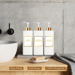 3pcs Soap Dispenser Set Countertop Lotion Bottle with Waterproof Label