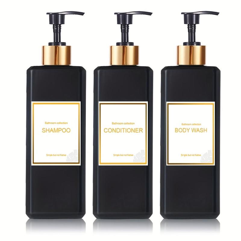 3pcs Soap Dispenser Set Countertop Lotion Bottle with Waterproof Label