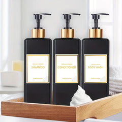 3pcs Soap Dispenser Set Countertop Lotion Bottle with Waterproof Label