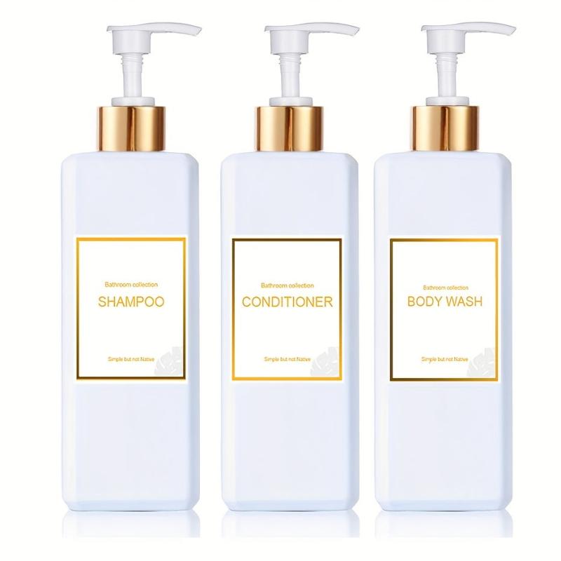 3pcs Soap Dispenser Set Countertop Lotion Bottle with Waterproof Label