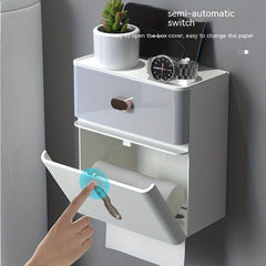 Double Layer Wall Mounted Tissue Box Plastic Tissue Holder For Bathroom