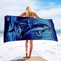Dolphin Pattern Large Bath Towel - Absorbent Lightweight Sandproof
