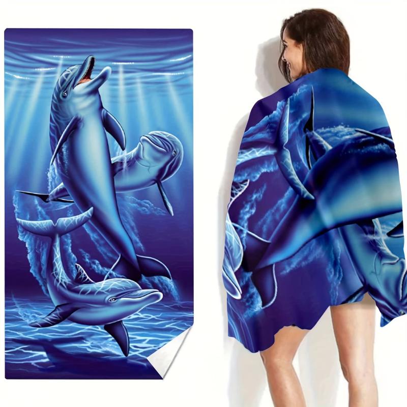 Dolphin Pattern Large Bath Towel - Absorbent Lightweight Sandproof