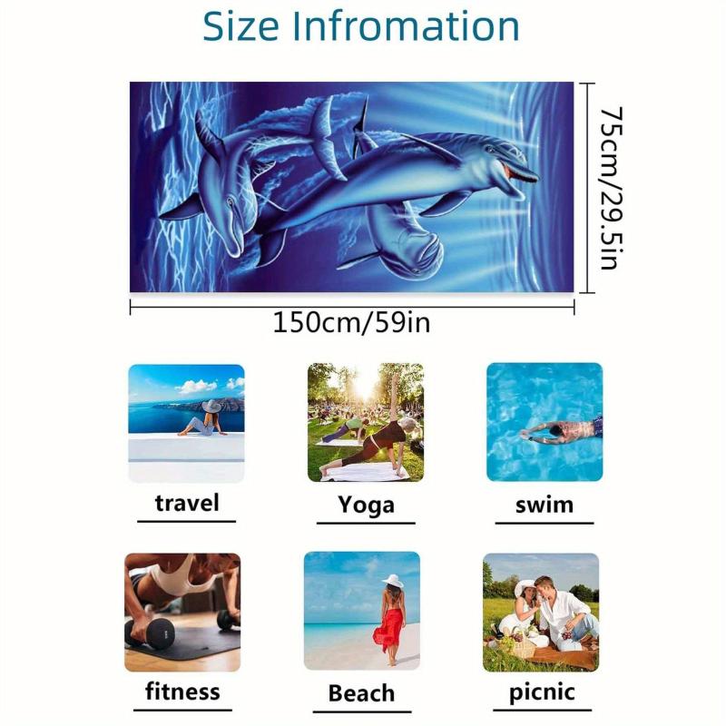 Dolphin Pattern Large Bath Towel - Absorbent Lightweight Sandproof