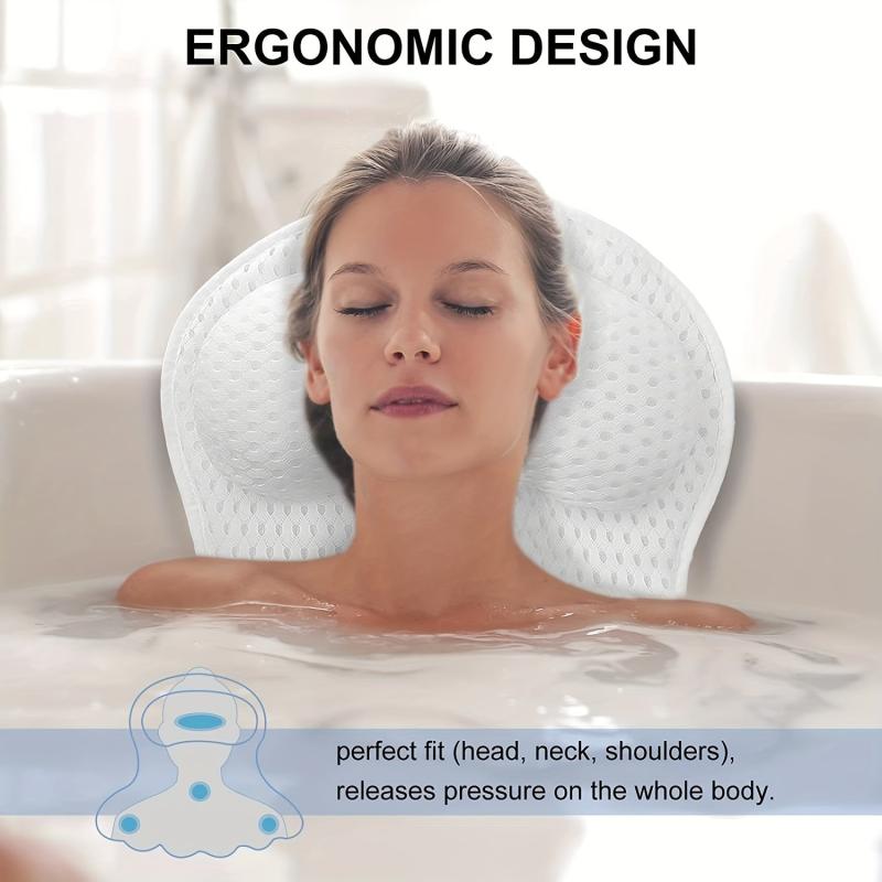 Bath Pillow Spa Pillows Neck Head Back Support Thick Tub Cushions