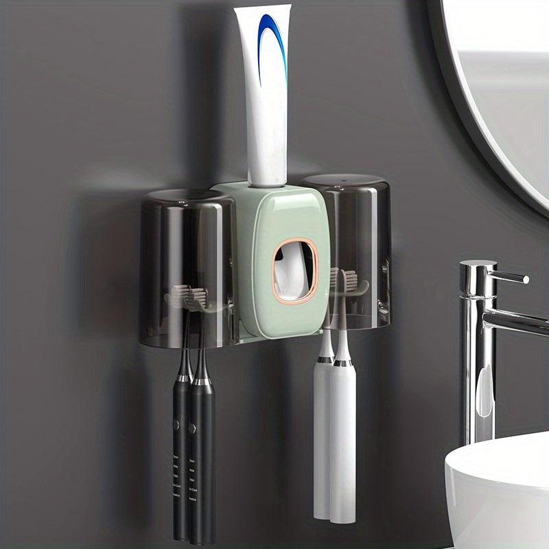 Auto Toothpaste Squeezer & Toothbrush Holder Set Wall Mounted
