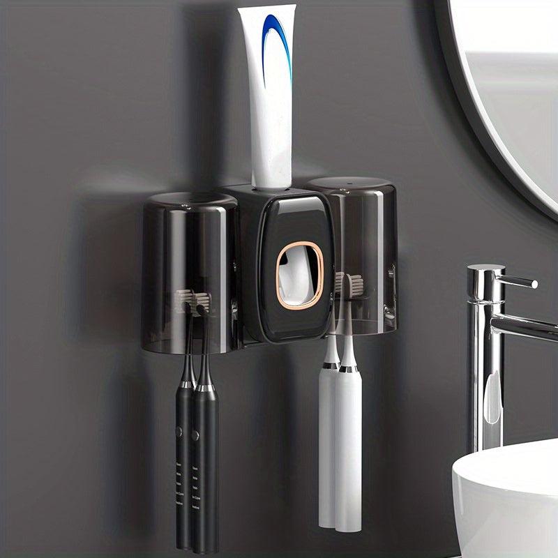 Auto Toothpaste Squeezer & Toothbrush Holder Set Wall Mounted