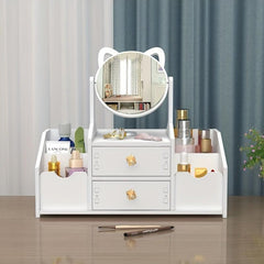 Stylish Cosmetic Storage Box with Mirror - Organize Beauty Collection