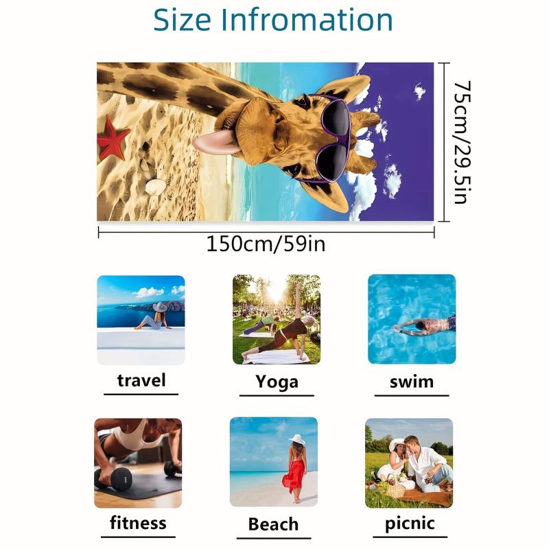 Giraffe Pattern Beach Towel Large Microfiber Absorbent Lightweight Towel