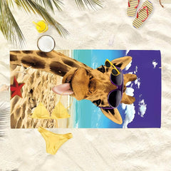 Giraffe Pattern Beach Towel Large Microfiber Absorbent Lightweight Towel