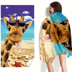 Giraffe Pattern Beach Towel Large Microfiber Absorbent Lightweight Towel