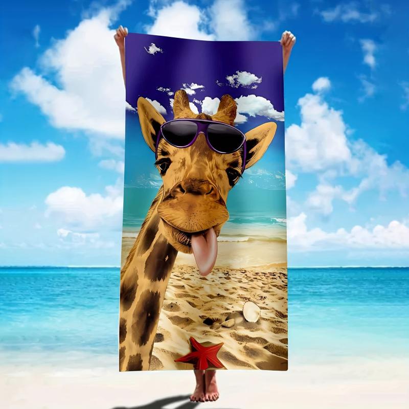 Giraffe Pattern Beach Towel Large Microfiber Absorbent Lightweight Towel