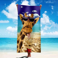 Giraffe Pattern Beach Towel Large Microfiber Absorbent Lightweight Towel