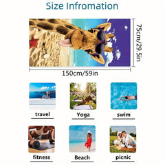 Giraffe Pattern Beach Towel Large Microfiber Absorbent Lightweight Towel