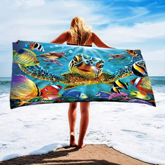 Sea Turtle Pattern Beach Towel Microfiber Soft Quick drying Towel