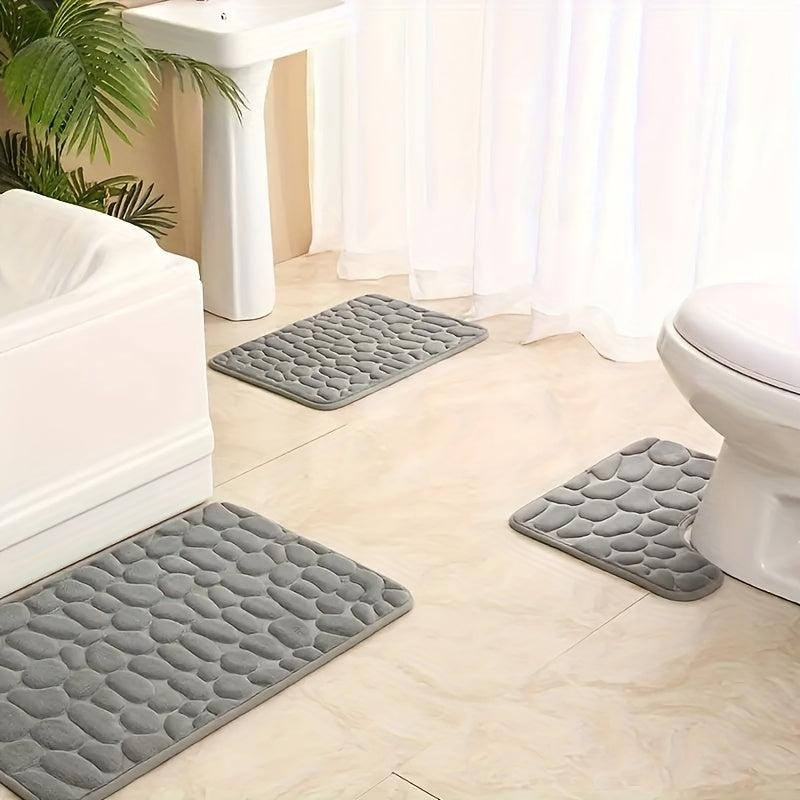 3pcs Memory Foam Bath Mat Non Slip Bathroom Rug Soft Absorbent Foot Mat