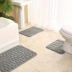 3pcs Memory Foam Bath Mat Non Slip Bathroom Rug Soft Absorbent Foot Mat