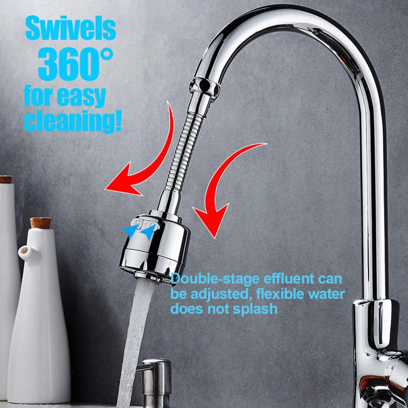 360 Rotating Sink Faucet Nozzle Extension with Filtered Sprayer