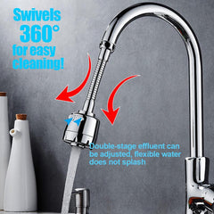 360 Rotating Sink Faucet Nozzle Extension with Filtered Sprayer