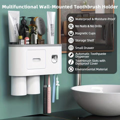 Automatic Toothbrush Holder with Toothpaste Dispenser and 4 Brush Slots