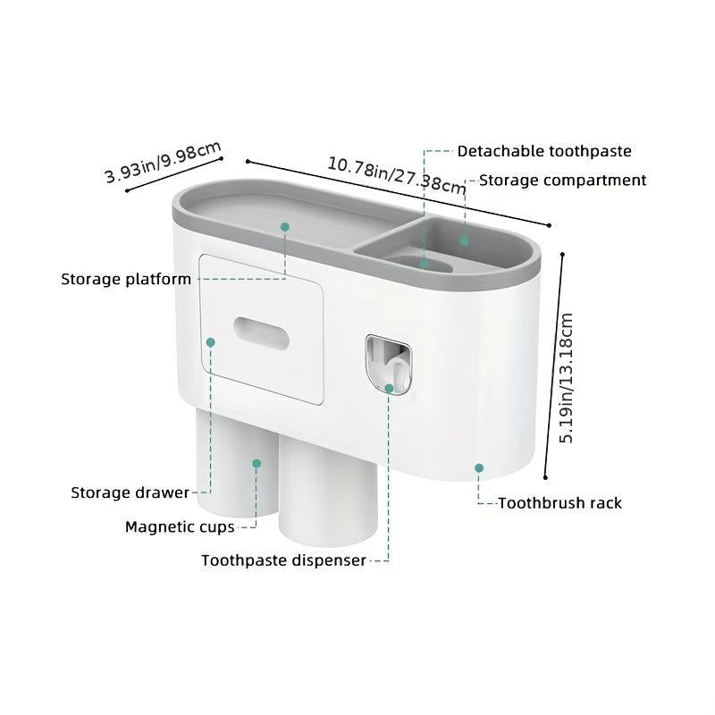 Automatic Toothbrush Holder with Toothpaste Dispenser and 4 Brush Slots