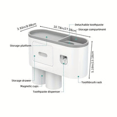 Automatic Toothbrush Holder with Toothpaste Dispenser and 4 Brush Slots