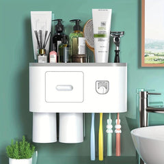 Automatic Toothbrush Holder with Toothpaste Dispenser and 4 Brush Slots