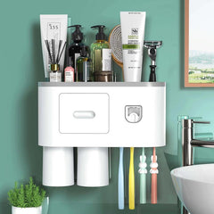 Automatic Toothbrush Holder with Toothpaste Dispenser and 4 Brush Slots