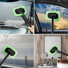 Car Window Cleaning Tool with Microfiber Cloth Pad Head