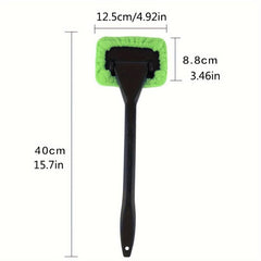 Car Window Cleaning Tool with Microfiber Cloth Pad Head