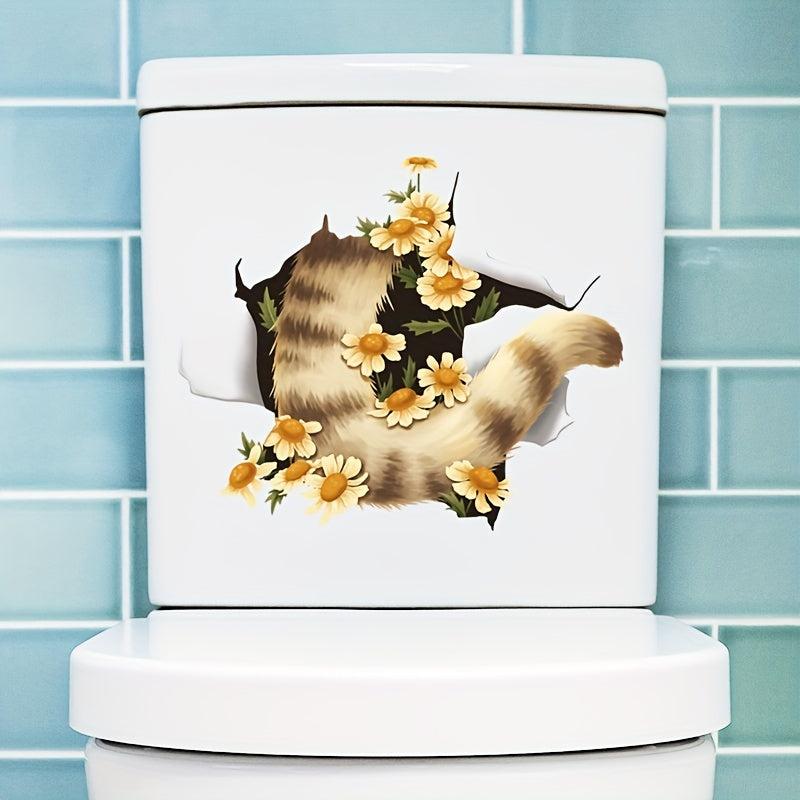 3D Dolphin Toilet Cover Sticker Ocean Diving Mirror Self-adhesive Wall Sticker