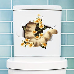 3D Dolphin Toilet Cover Sticker Ocean Diving Mirror Self-adhesive Wall Sticker