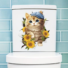 3D Dolphin Toilet Cover Sticker Ocean Diving Mirror Self-adhesive Wall Sticker