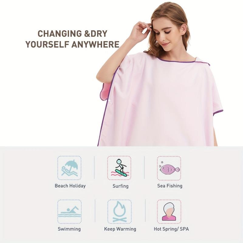 Quick Dry Microfiber Surf Poncho Towel & Beach Robe with Hoodie