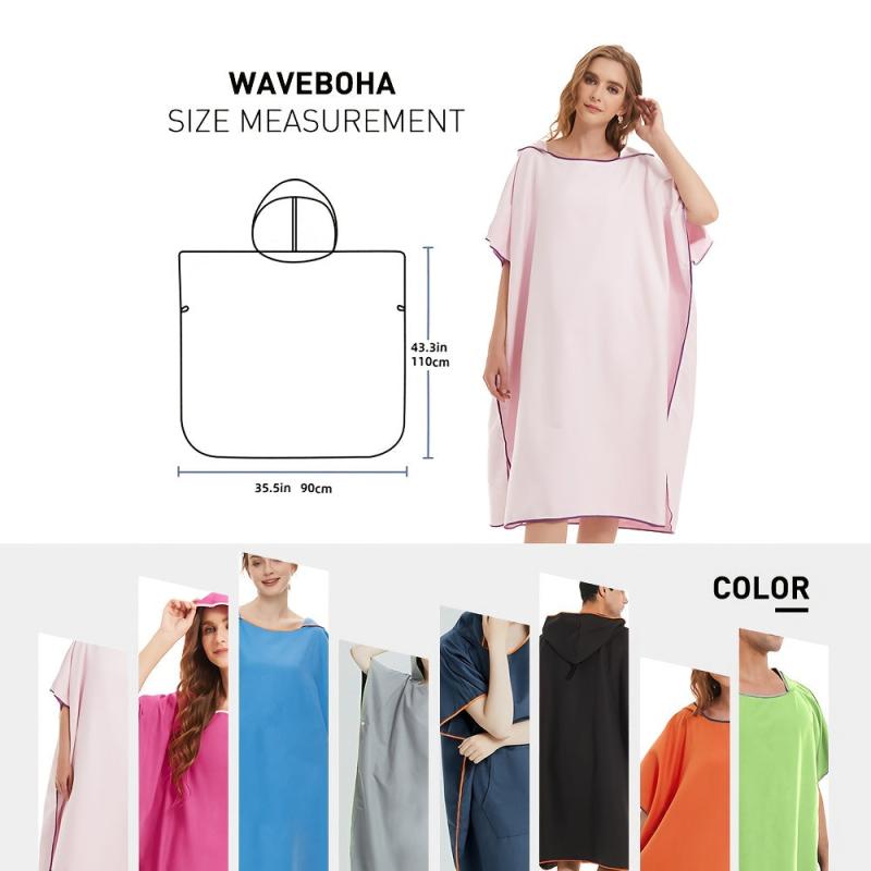 Quick Dry Microfiber Surf Poncho Towel & Beach Robe with Hoodie