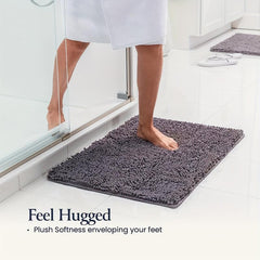 2pcs Bathroom Rugs Bath Mat Set Soft Plush Chenille Shower Mats For Bathroom