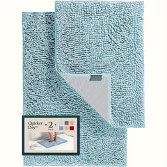 2pcs Bathroom Rugs Bath Mat Set Soft Plush Chenille Shower Mats For Bathroom