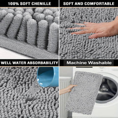 2pcs Bathroom Rugs Bath Mat Set Soft Plush Chenille Shower Mats For Bathroom