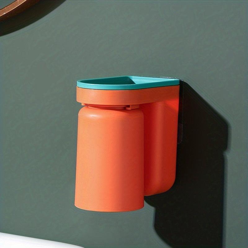 Toothbrush Holder with Gargle Cup Wall Mounted Storage Rack
