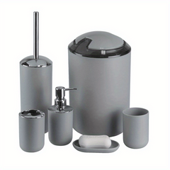 6pcs Bathroom Accessories Set Plastic Toothbrush Holder Soap Dispenser Trash Can