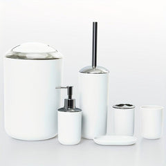 6pcs Bathroom Accessories Set Plastic Toothbrush Holder Soap Dispenser Trash Can
