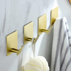 4pcs Stainless Steel Adhesive Hook for Towels Coats Hats Robes
