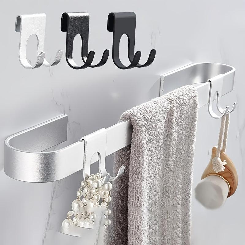 Aluminum Bath Towel Hook Shower Glass Door Hook Punch Towel Rack Hanger