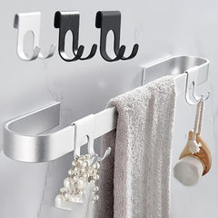 Aluminum Bath Towel Hook Shower Glass Door Hook Punch Towel Rack Hanger