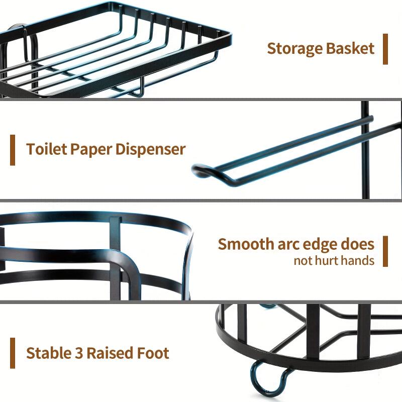 Toliet Paper Holder with Basket & Shelf