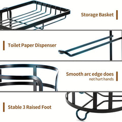 Toliet Paper Holder with Basket & Shelf