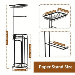 Toliet Paper Holder with Basket & Shelf